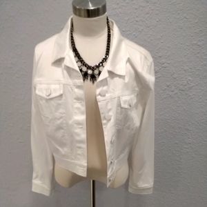 NWOT Calvin Klein white cropped jean jacket